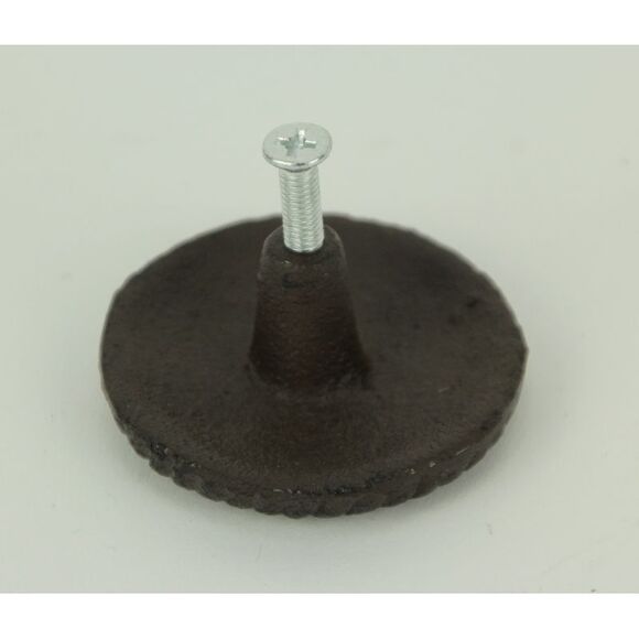 Brown Cast Iron Fleur De Lis Round Cabinet Knobs or Drawer Pulls Set of 12 - Picture 3 of 3